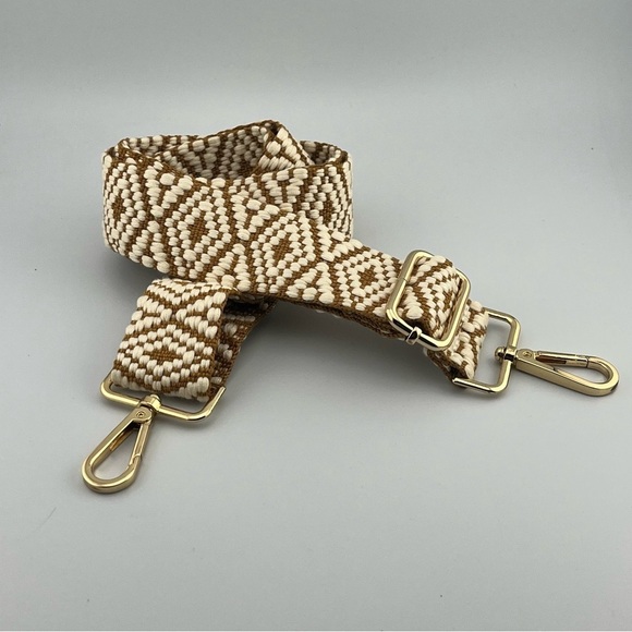 Wide Shoulder Strap Adjustable Belt Crossbody Canvas Bag Handbag Cream Tan - Picture 3 of 3